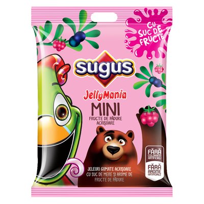 Imaginea SUGUS JELLYMANIA MINI JELEURI GUMATE ACRISOARE  CU SUC DE MERE SI AROME DE FRUCTE DE PADURE