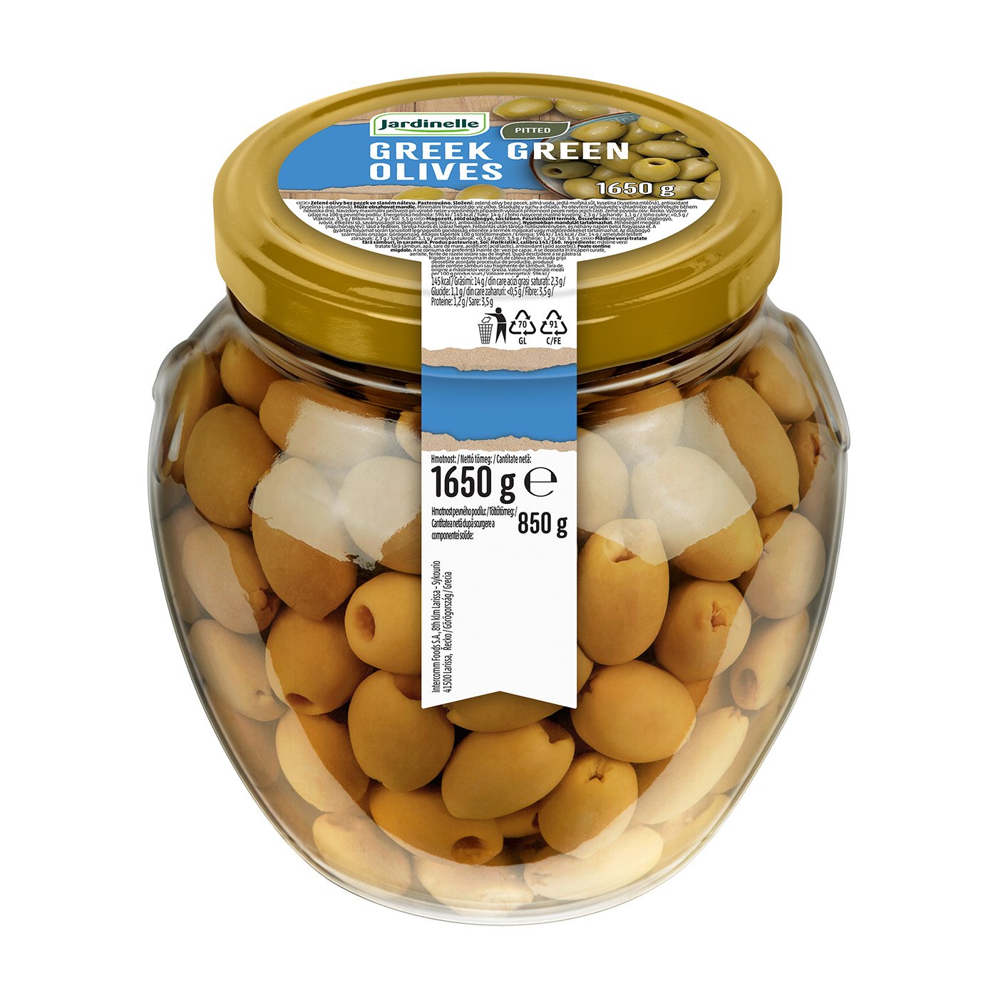 Jardinelle Masline Verzi Fara Samburi Greutate Masa Neta Scursa 850gr