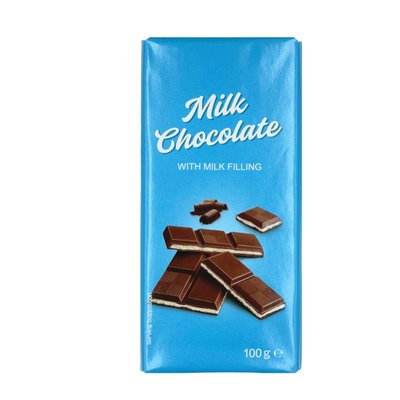 Imaginea TABLETA DE  CIOCOLATA CU LAPTE 30% CACAO CU UMPLUTURA CU LAPTE