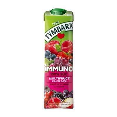 Imaginea TYMBARK IMMUNO 100% SUC MULTIFRUCT FR.ROSII SUC DE  FRUCTE 100% OBT.PARTIAL DIN SUCURI CONCENTRATE 1L