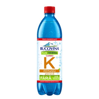 Imaginea BUCOVINA PLUS MINERAL CARBO POTASIU BAUTURA RAC. CARBOGAZ.CU ADAOS DE POTASIU,CU SUC DE PIERSICA