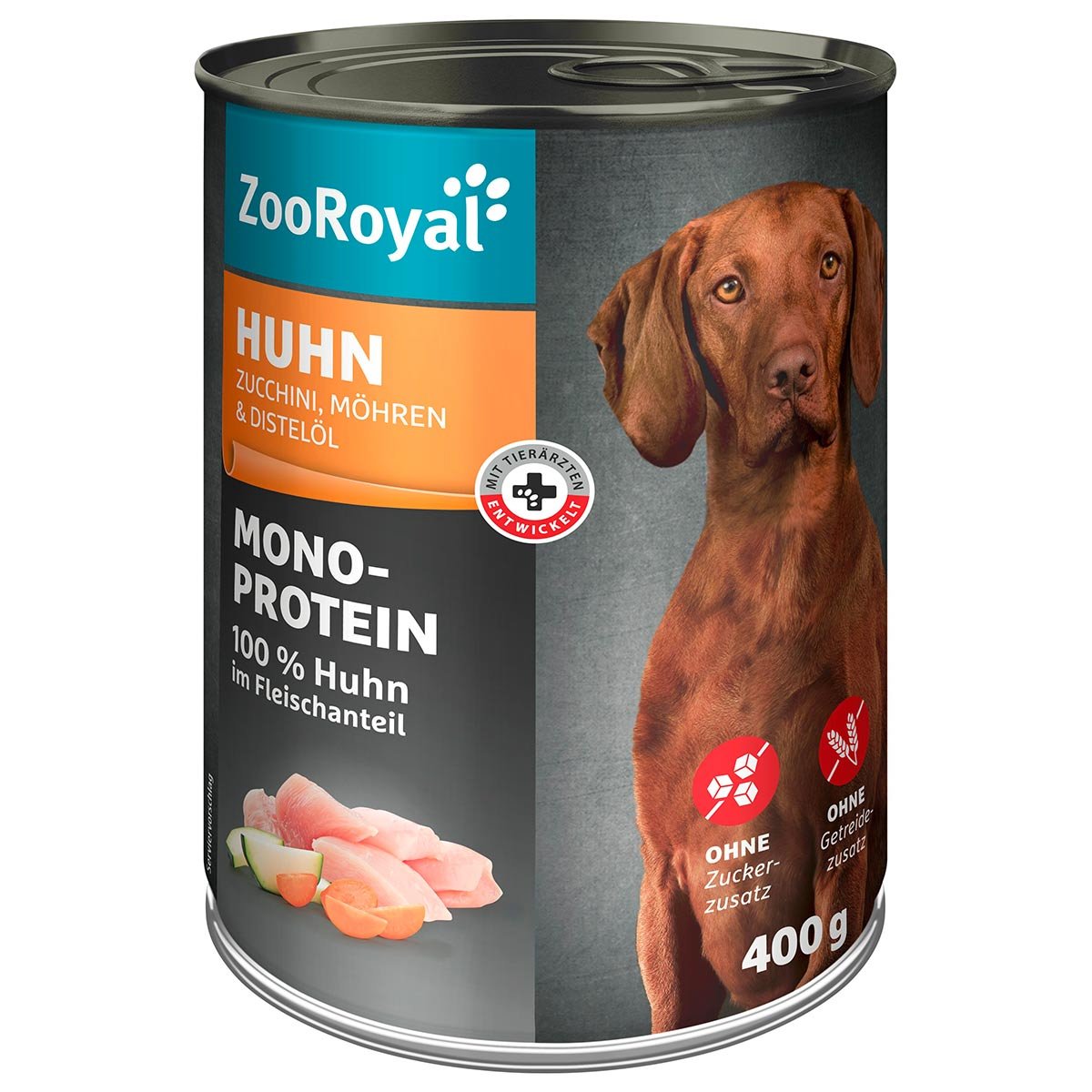 ZooRoyal Mono-Protein Huhn mit Zucchini Möhren & Distelöl - 6x400g