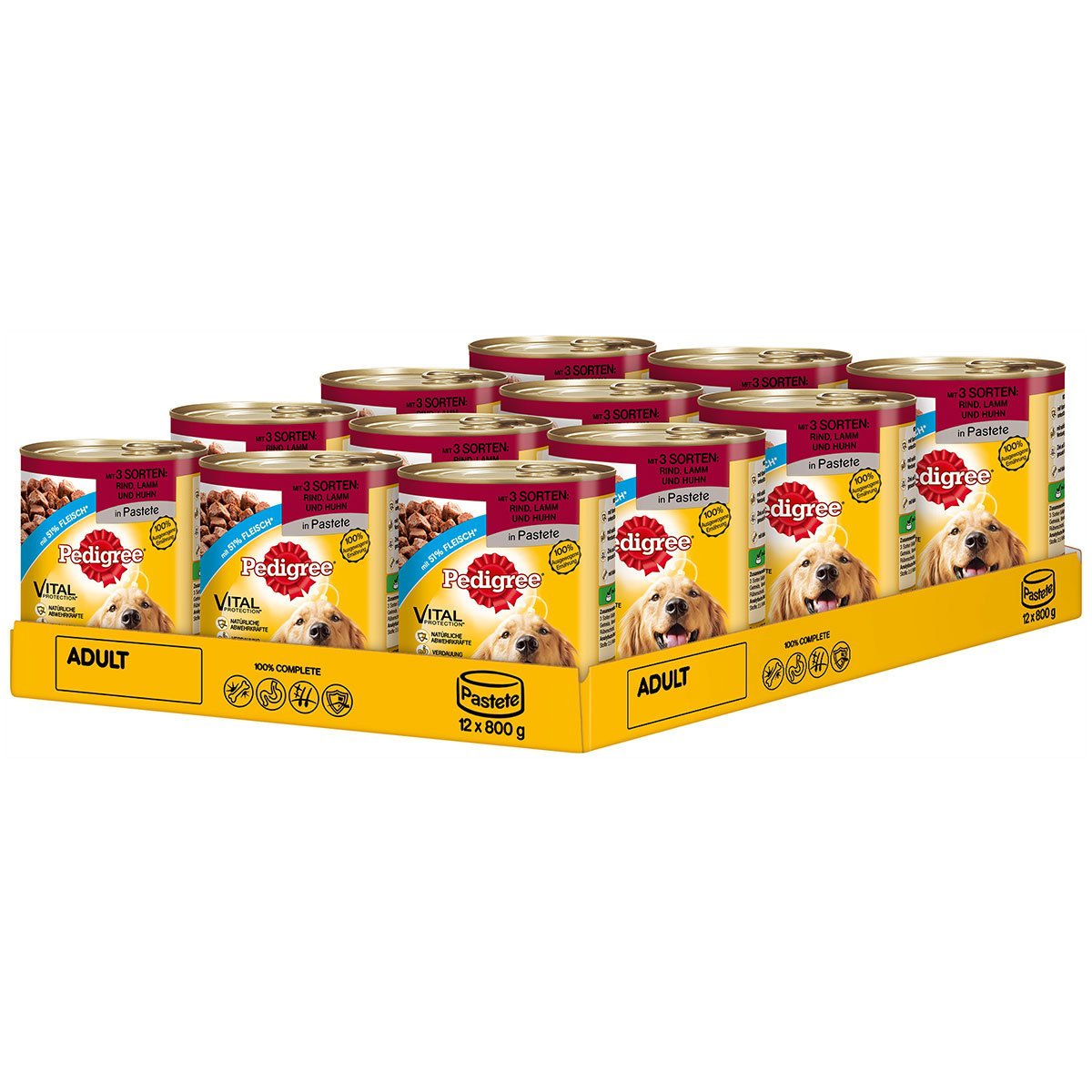 Pedigree Dose mit 3 Sorten Rind, Lamm und Huhn - 12x800g kaufen bei ZooRoyal