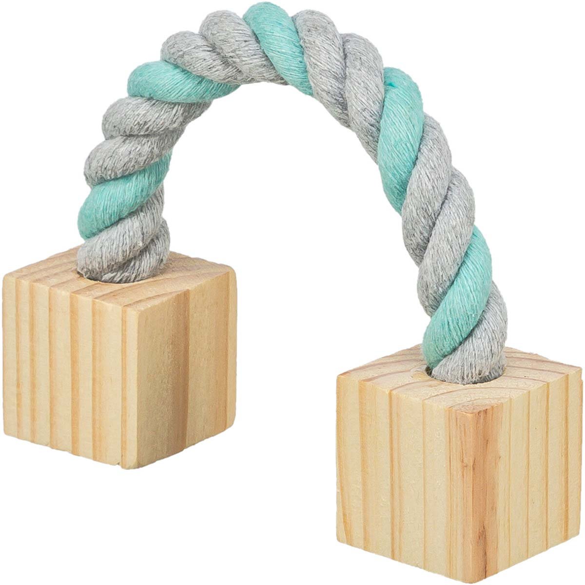Trixie Baumwollspielseil mit Holzklötzchen für Nager 20cm