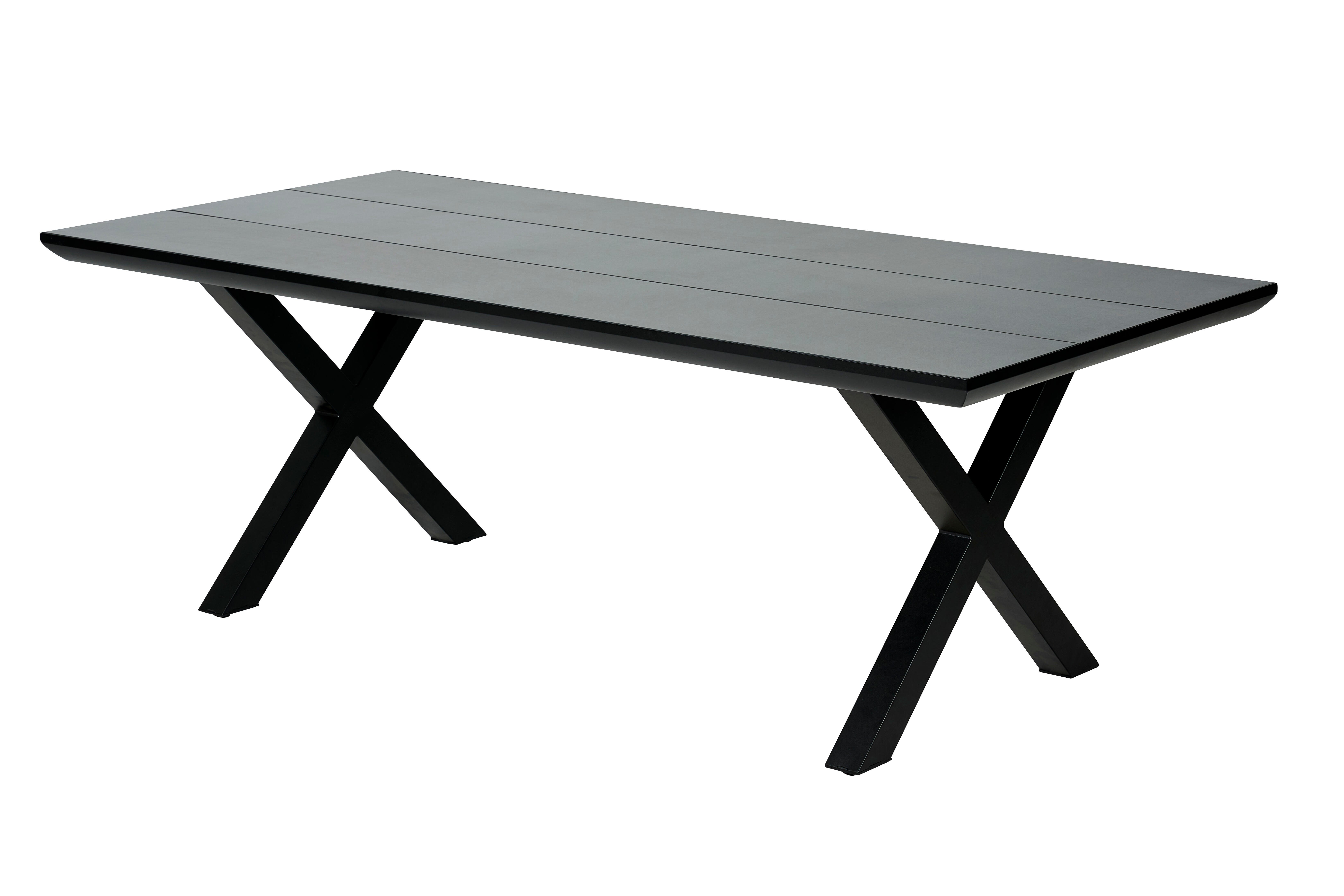 FORMAX Table de jardin avec pieds X noir H 5,8 x Larg. 101 x Long. 216 cm