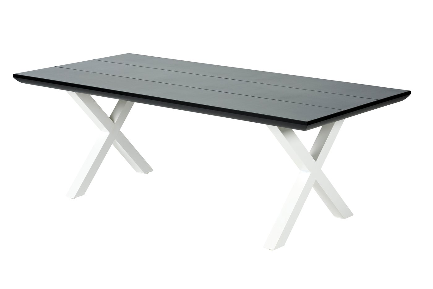 FORMAX Tavolo da giardino con gambe X nero/bianco H 5,8 x W 101 x L 216 cm