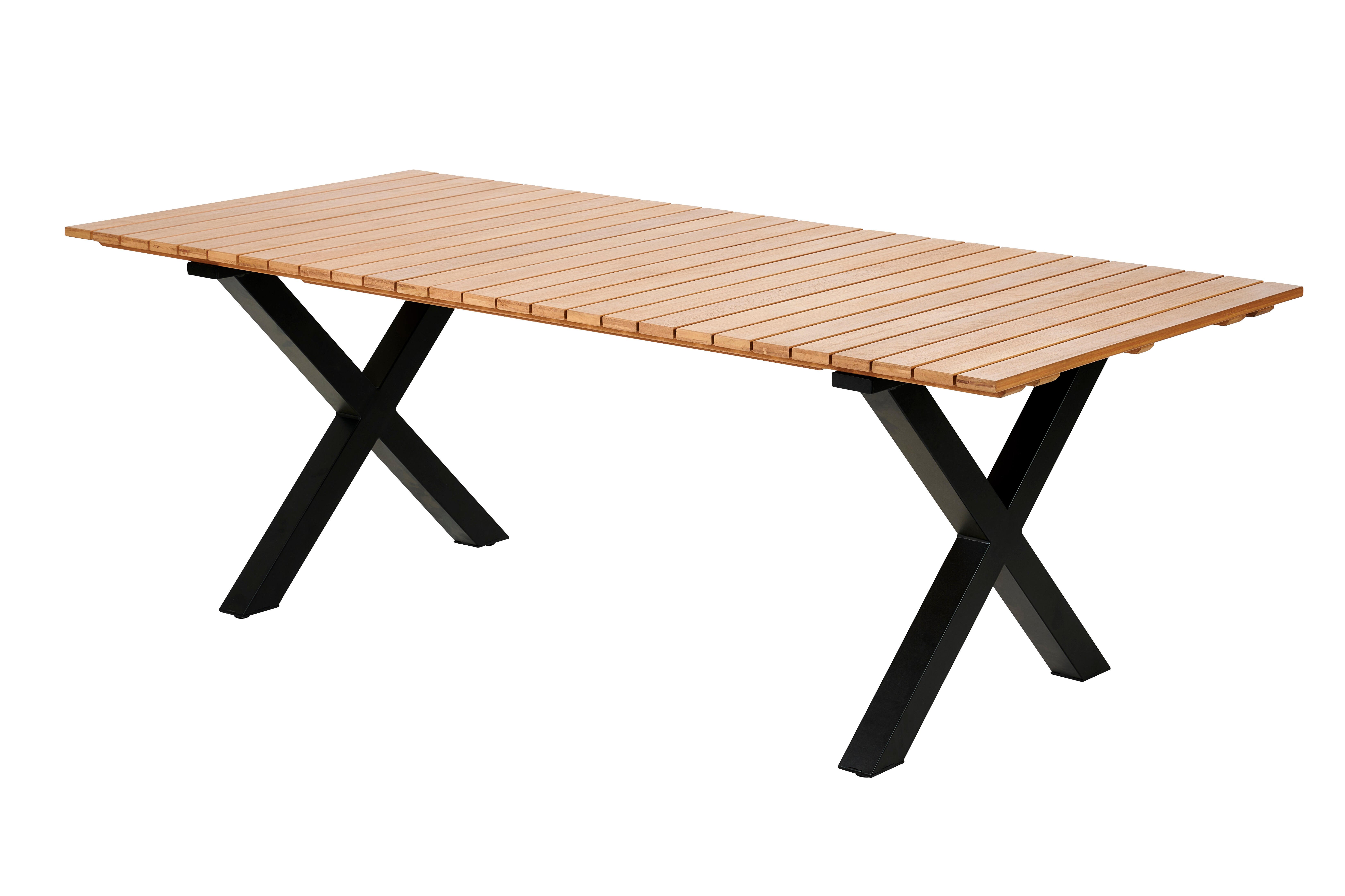 FORMAX Table de jardin avec pieds X natural/noir H 5,8 x Larg. 101 x Long. 216 cm