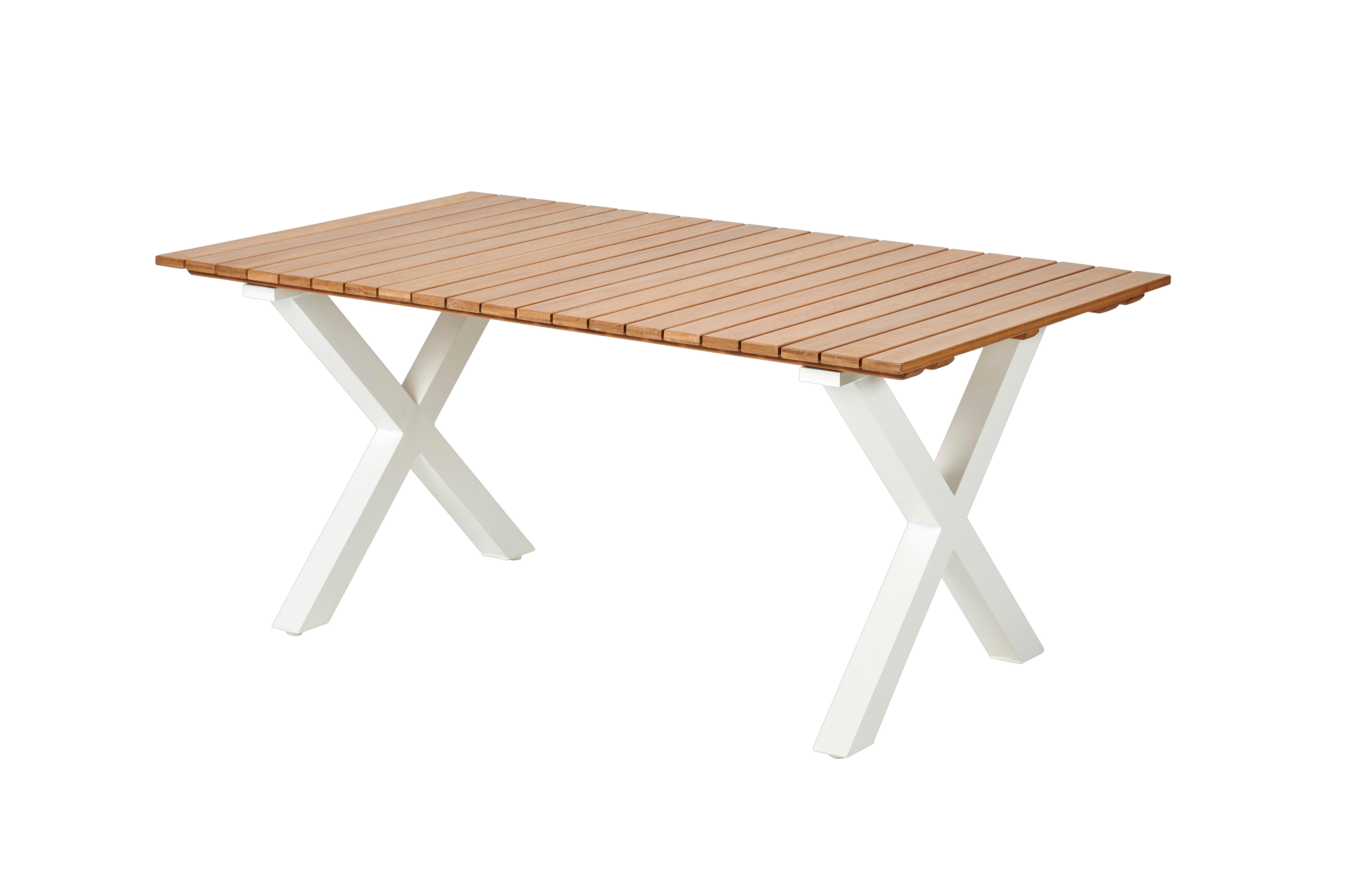 FORMAX Table de jardin avec pieds X natural/blanc H 5,8 x Larg. 101 x Long. 160 cm