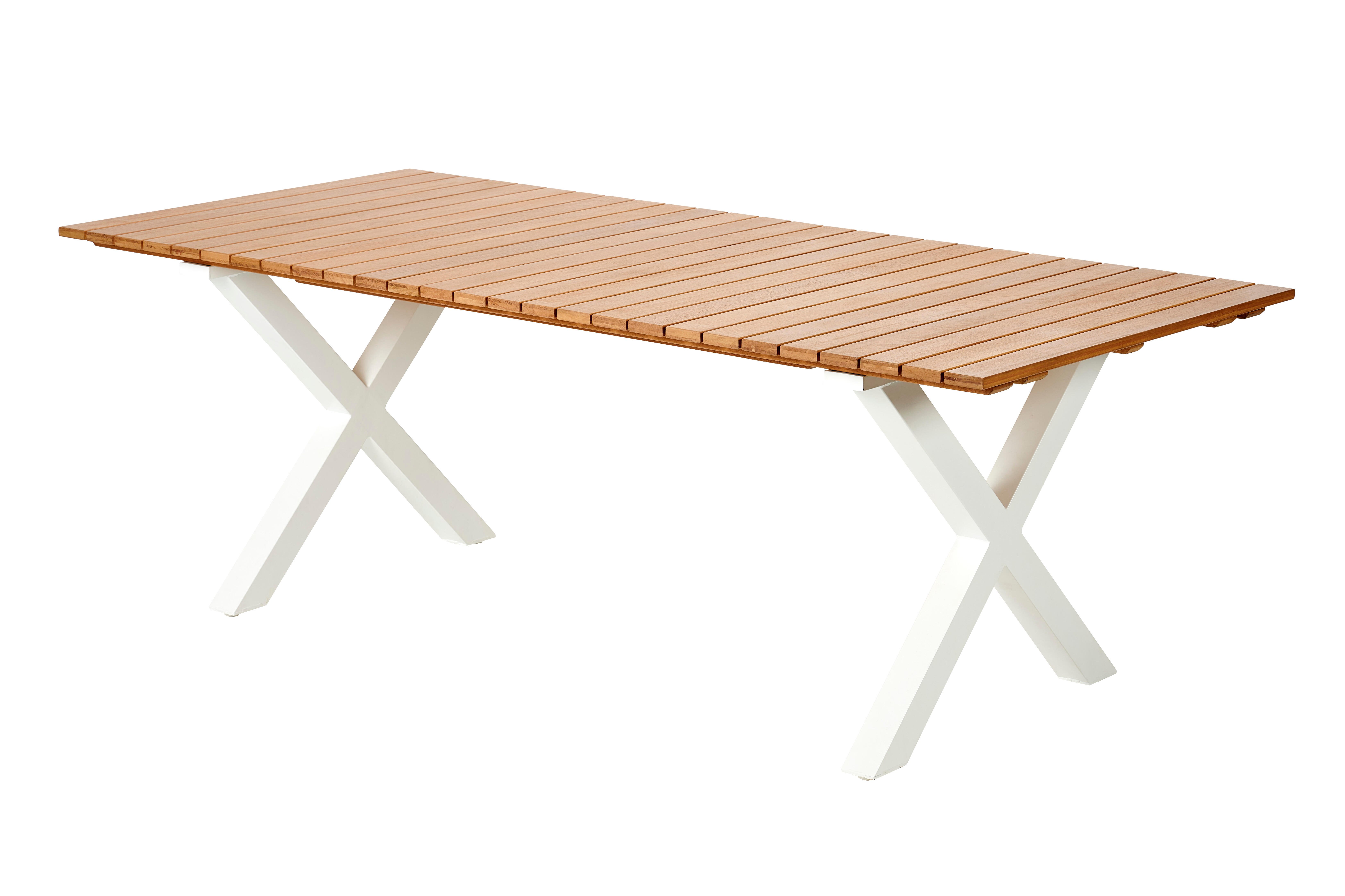 FORMAX Table de jardin avec pieds X natural/blanc H 5,8 x Larg. 101 x Long. 216 cm