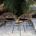 PAPAYO & ACAPULCO Salon de jardin Natural 2 Chaises lounge avec table lounge