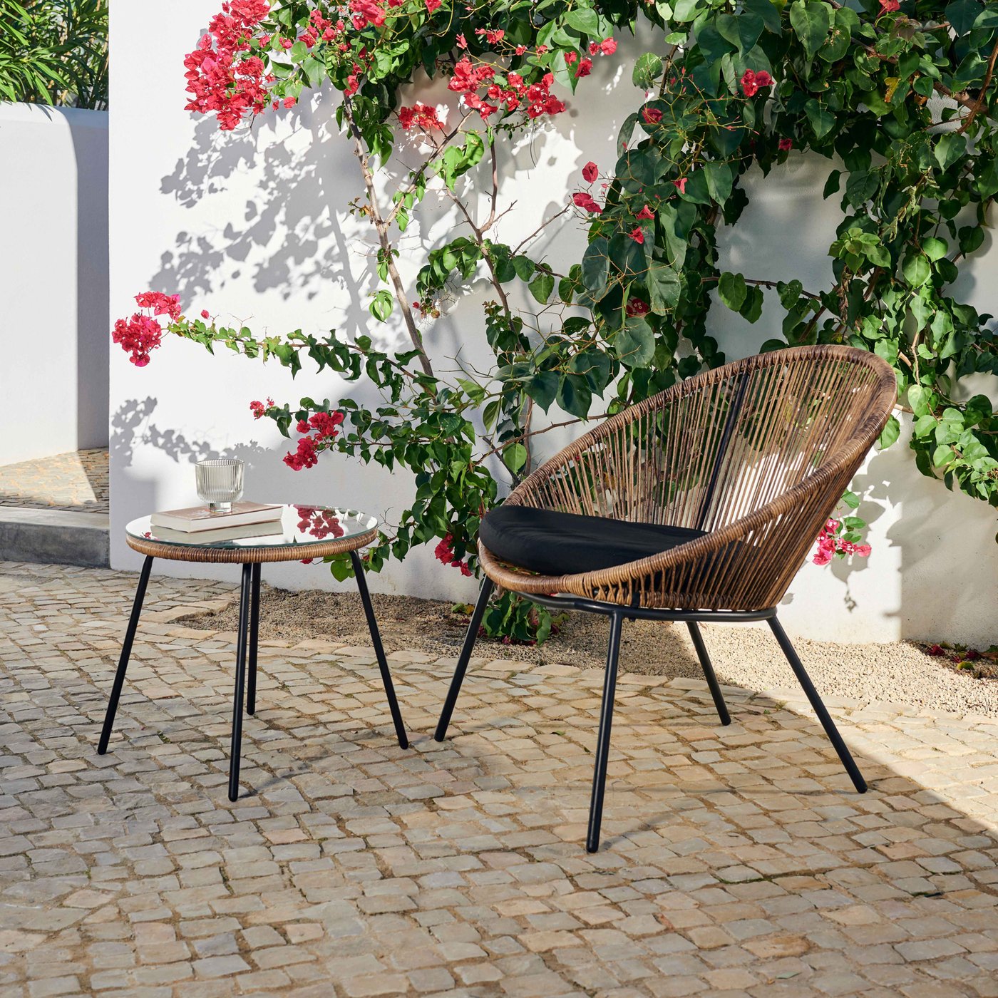 PAPAYO & ACAPULCO Loungeset Naturel Loungestoel met loungetafel