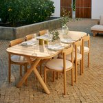 JULES Set da giardino con cuscini per sedie beige Tavolo e 6 sedie