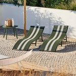 SILVES Ligbed set van 2 kaki streep Set van 2 ligbedden