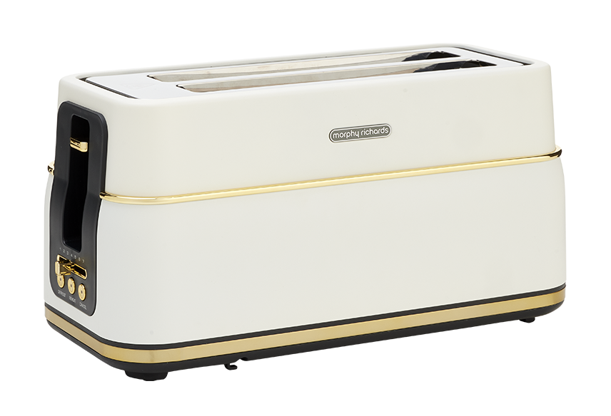 2 slot, 4 slice long slot operation | Variable browning control | Cancel, reheat & defrost buttons | Deep self-centering toasting slots | Matte White