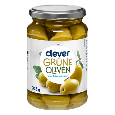 Griechische grüne Oliven, 355g Produktbild