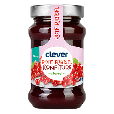 Rote Ribisel Konfitüre, stückig, 50% Frucht, 450g Produktbild