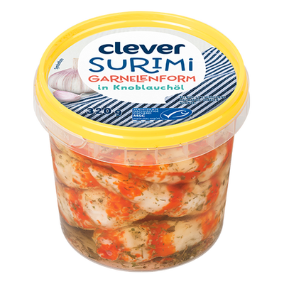 Surimi Garnelen in Knoblauchöl, 320g Produktbild