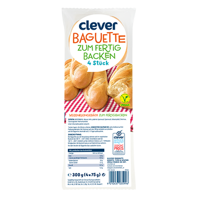 Baguette zum Fertigbacken, 4 Stück 300g Produktbild