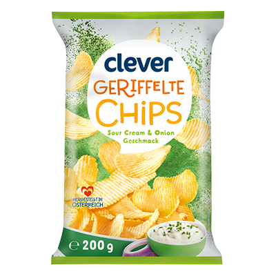 Riffelchips Sour Cream & Onion, 200g Produktbild