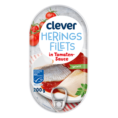 geteilte Heringsfilets in Tomatensauce, 200g Produktbild