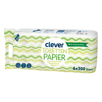 Toilettenpapier aus weichem Recyclingpapier, 8 x 200 Blatt Produktbild