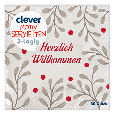 Motivservietten Herzlich Willkommen, 30 Stück Produktbild