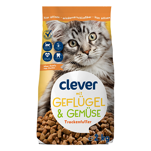 Katzen Trockenfutter mit Geflgel & Gemse, 2kg | clever