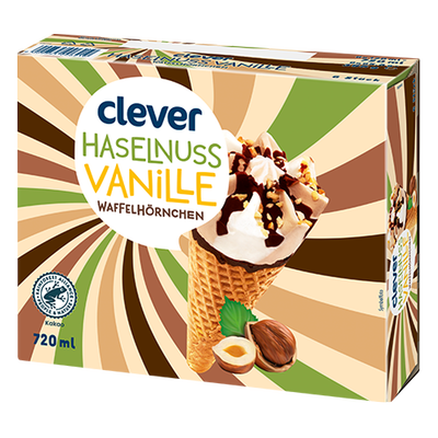 Waffelhörnchen Haselnuss-Vanille, 6Stk Produktbild