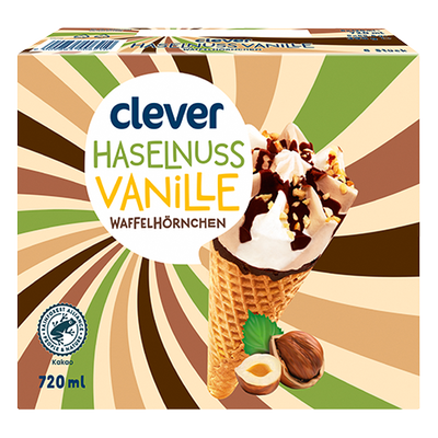 Waffelhörnchen Haselnuss-Vanille, 6 Stück Produktbild