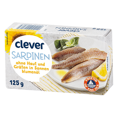 Sardinen ohne Haut & Gräten, in Sonnenblumenöl, 125g Produktbild