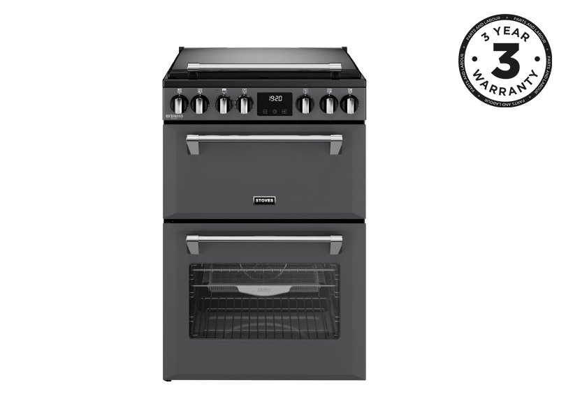 60cm Dual fuel range cooker with a 4 burner gas hob, conventional oven & grill, and multifunction main oven with TrueTemp, AirFry & SteamCleanse