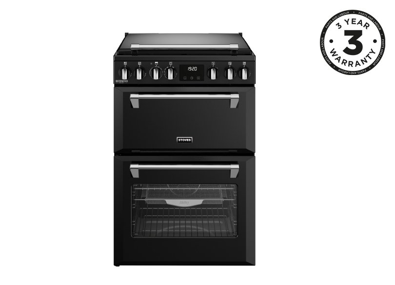 60cm Dual fuel range cooker with a 4 burner gas hob, conventional oven & grill, and multifunction main oven with TrueTemp, AirFry & SteamCleanse
