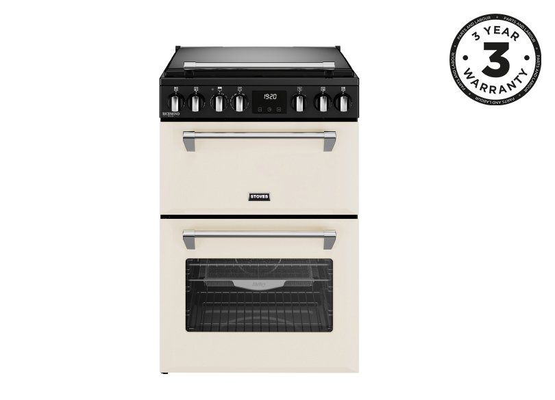 60cm Dual fuel range cooker with a 4 burner gas hob, conventional oven & grill, and multifunction main oven with TrueTemp, AirFry & SteamCleanse