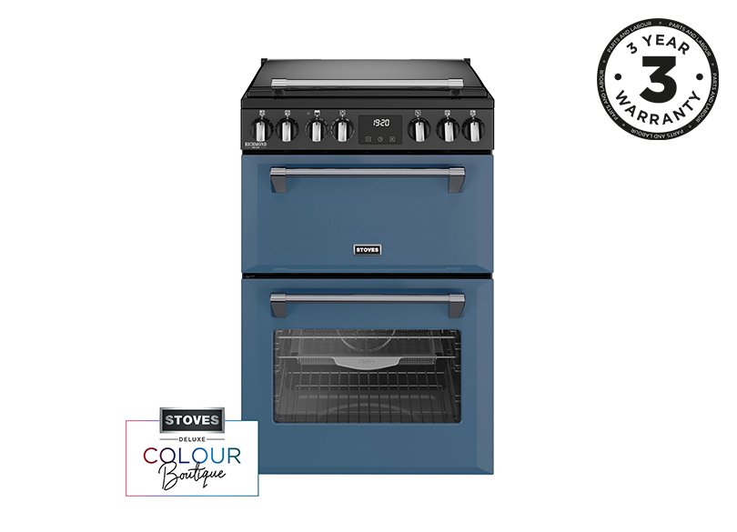 60cm Electric range cooker with a 4 zone induction hob, conventional oven & grill, and multifunction main oven with TrueTemp, AirFry & SteamCleanse