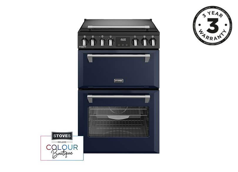 60cm Electric range cooker with a 4 zone induction hob, conventional oven & grill, and multifunction main oven with TrueTemp, AirFry & SteamCleanse