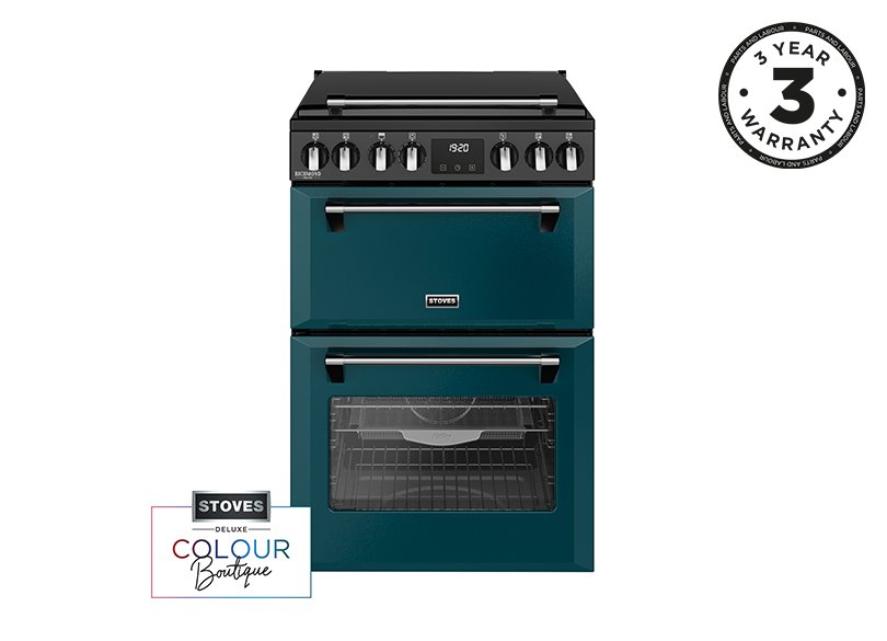 60cm Electric range cooker with a 4 zone induction hob, conventional oven & grill, and multifunction main oven with TrueTemp, AirFry & SteamCleanse