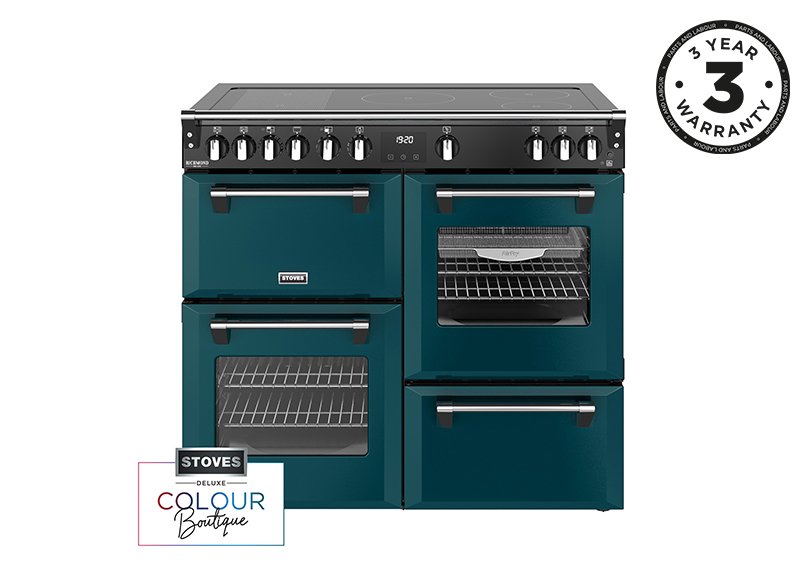 100cm Electric range cooker with a 5 zone rotary control induction hob, conventional oven & grill, multifunction main oven with TrueTemp, AirFry & SteamCleanse, fanned second oven and dedicated slow cook oven
