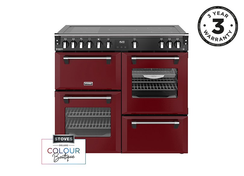 100cm Electric range cooker with a 5 zone rotary control induction hob, conventional oven & grill, multifunction main oven with TrueTemp, AirFry & SteamCleanse, fanned second oven and dedicated slow cook oven