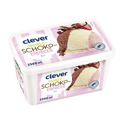 Bild von Clever Bourbon Vanille-Schoko-Erdbeer Eis