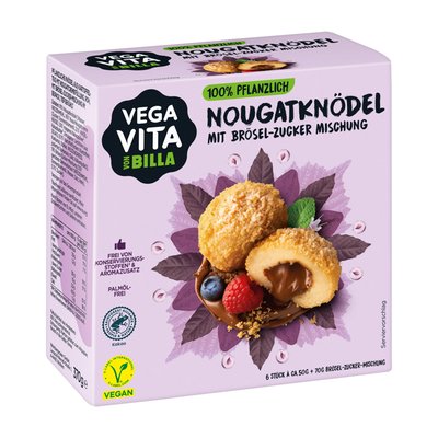 Bild von Vegavita Nougatknödel mit Brösel-Zucker-Mischung