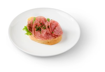 Bild von Sandwich-Brötchen mit Salami