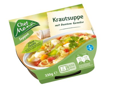 Bild von Chef Menü Krautsuppe mit buntem Gemüse