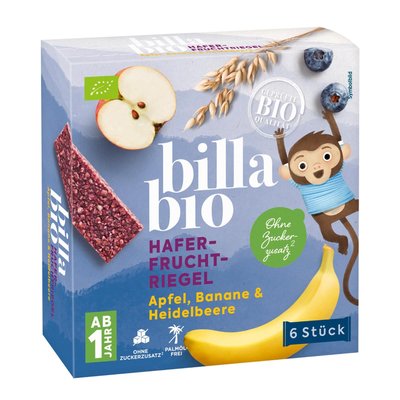 Bild von BILLA Bio Hafer-Fruchtriegel Apfel, Banane & Heidelbeere 6er