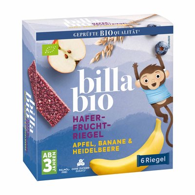 Bild von BILLA Bio Hafer-Fruchtriegel Apfel, Banane & Heidelbeere 6er
