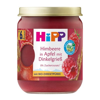 Image of Hipp Himbeere in Apfel mit Dinkelgrieß