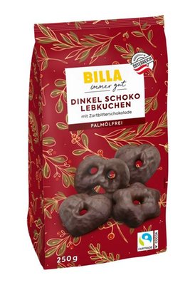 Bild von BILLA  Dinkel Schoko Lebkuchen mit Zartbitterschokolade