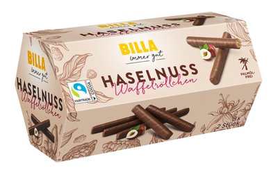 Bild von BILLA Haselnuss Waffelröllchen