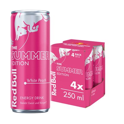 Bild von Red Bull Energydrink Summeredition White Peach 4-Pack