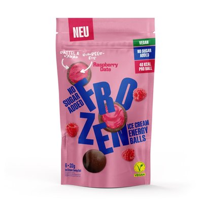 Bild von Frozen Power Energy Balls Himbeersorbet mit Dattel & Kakao Hülle