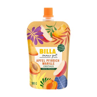 Bild von BILLA Obstmus Apfel- Pfirsich- Marille